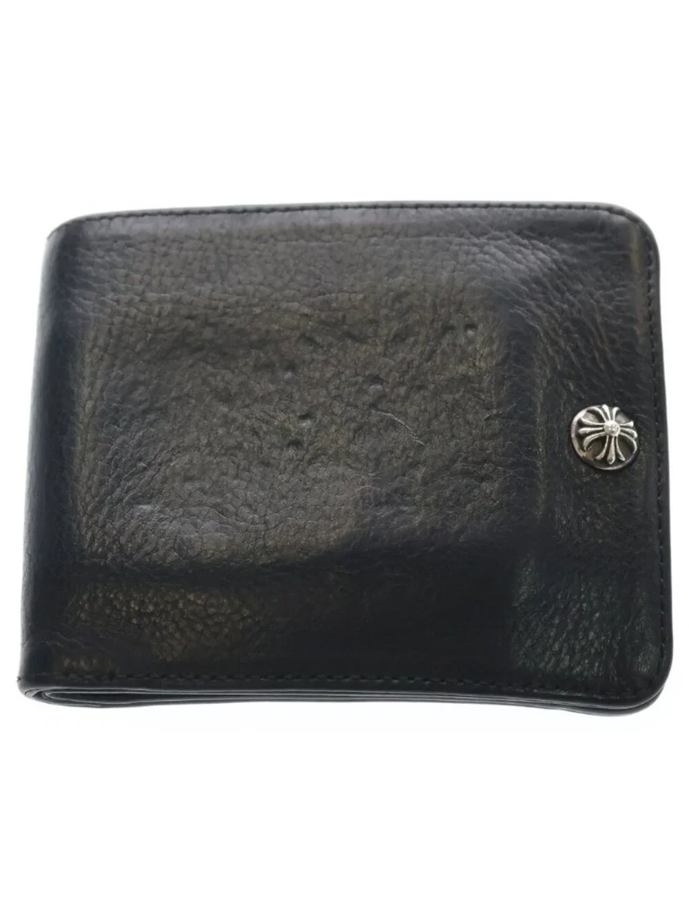 Chrome Hearts 1 Snap Cross Ball Button Leather Wallet Black